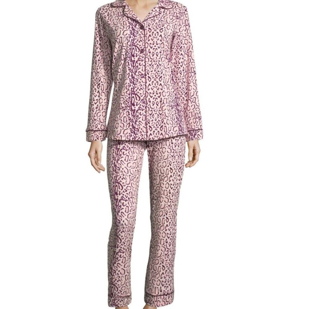 NWOT Bedhead x Neiman M. Berry Mighty Jungle Leopard Print Knit Pajama Set XL